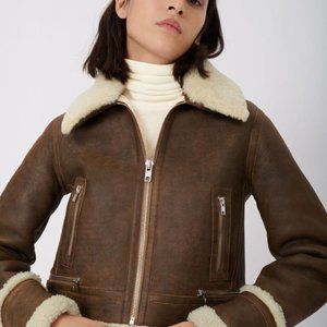 NWT Maje Bartonfinko Shearling Sherpa Jacket In Brown. Never worn